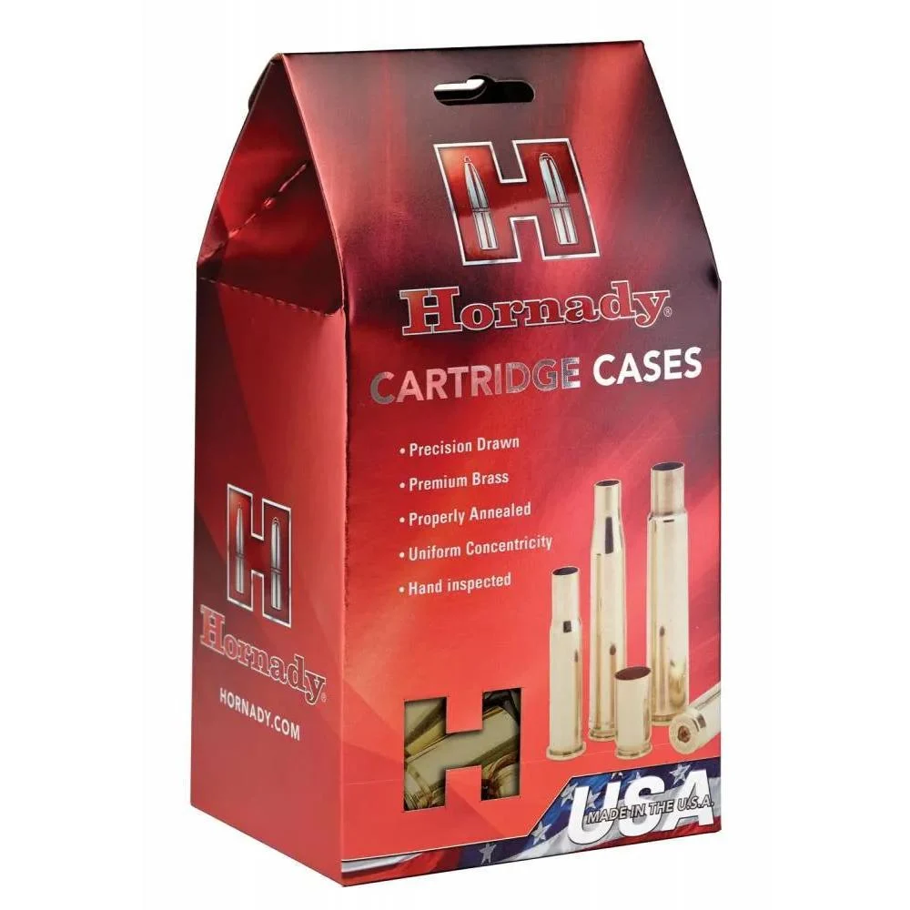 Hornady unprimed brass .38 Super Auto handgun cartridge cases 200-pack