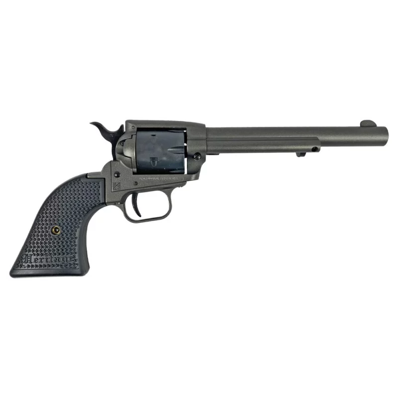 Heritage Rough Rider SRR22C6 .22 LR revolver, 6.5-inch barrel, tungsten Cerakote, black polymer star grips