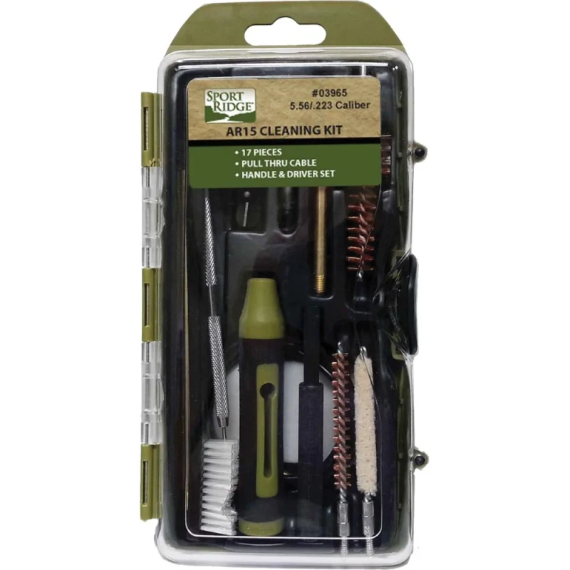 TacShield AR-15 17-piece cleaning kit in hard case with brushes, patches and pull-through cable