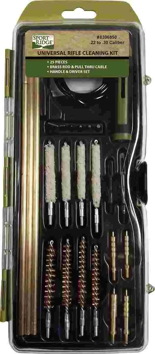 TacShield Sport Ridge 25-piece universal rifle cleaning kit with brass rods in hard case