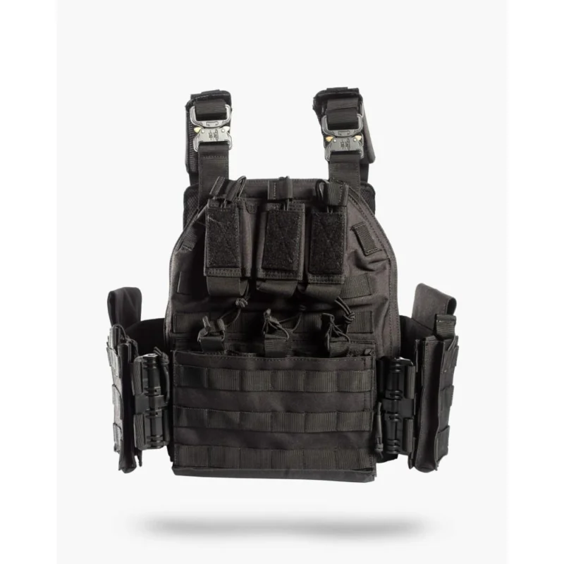 Guard Dog Sheppard plate carrier in black with magazine pouches and quick-release straps