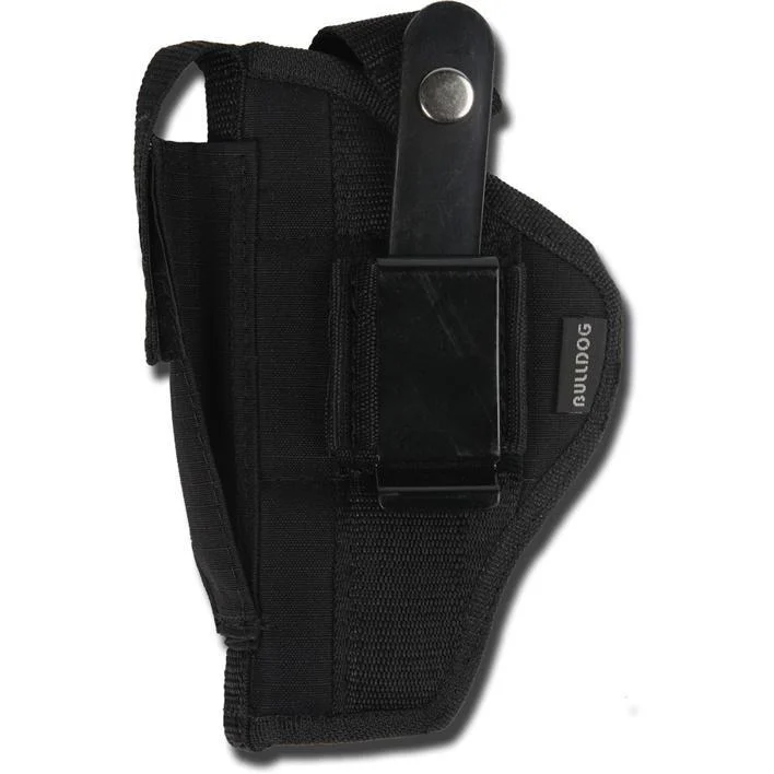 Bulldog Extreme black nylon OWB holster, ambidextrous belt loop and clip, fits S&W 422