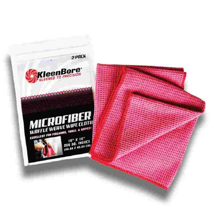 Kleen-Bore waffle weave microfiber cloths 2-pack with hemmed edges