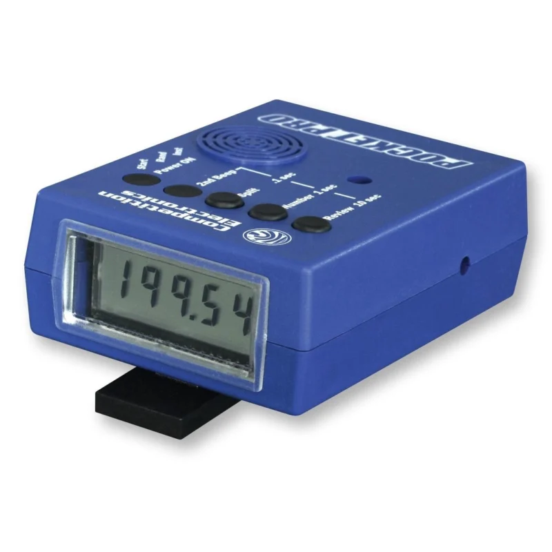 Competition Electronics Pocket Pro Shot Timer in blue with large digital display
