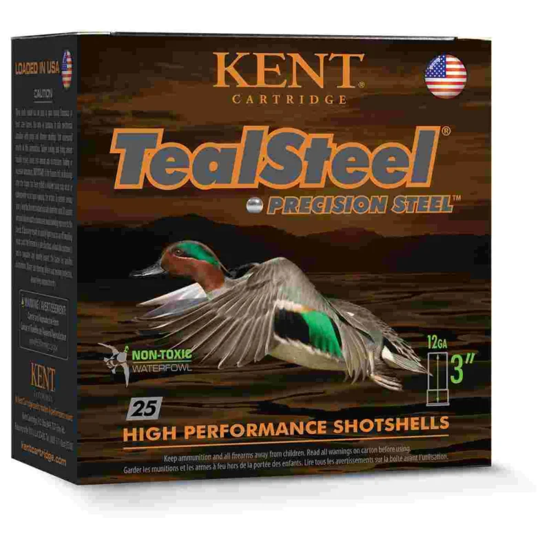 Kent Teal Steel 12GA shotshells 25-count box, 1-1/4 oz #5 steel
