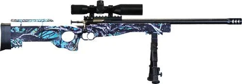 Crickett Precision .22 LR rifle with 16.12-inch blued bull barrel and Muddy Girl Serenity thumbhole stock