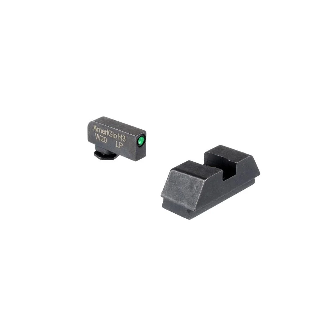 Ameriglo Tritium Night Sight Set for Glock, 1L Tall Green Front and Flat Black Rear