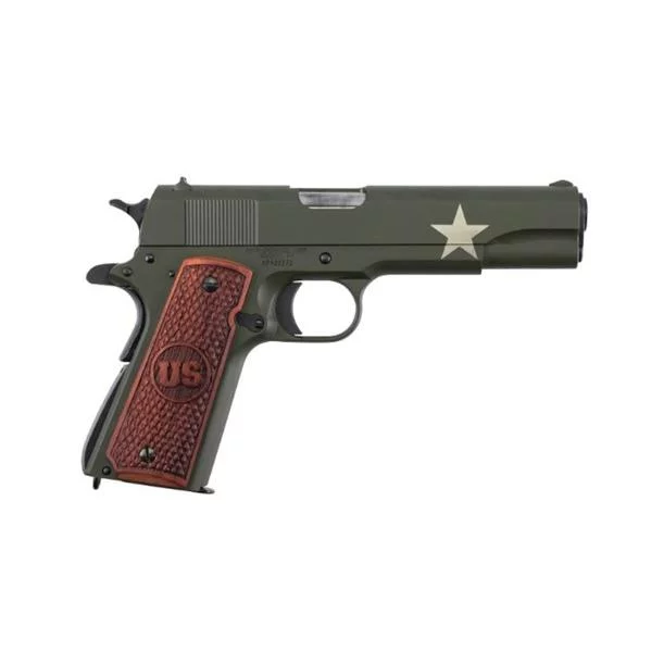 Auto-Ordnance Tanker 1911 .45 ACP 5in OD Green Cerakote with checkered wood grips