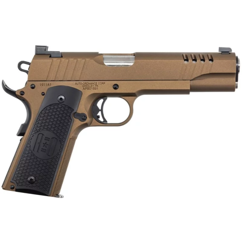 Auto-Ordnance 1911 .45 ACP 5-inch Burnt Bronze Cerakote pistol right side