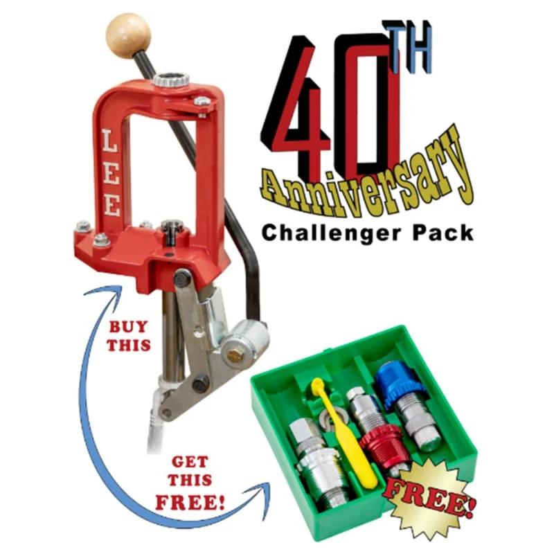 Lee Precision Challenger III single-stage reloading press 40th Anniversary pack with .44 Spl/.44 Mag Breech Lock Carbide 3-di