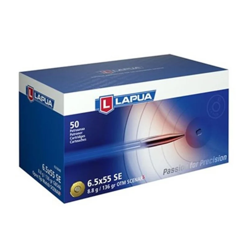 Lapua 6.5x55 Swede 136 gr Scenar-L OTM rifle ammunition, 50-round box