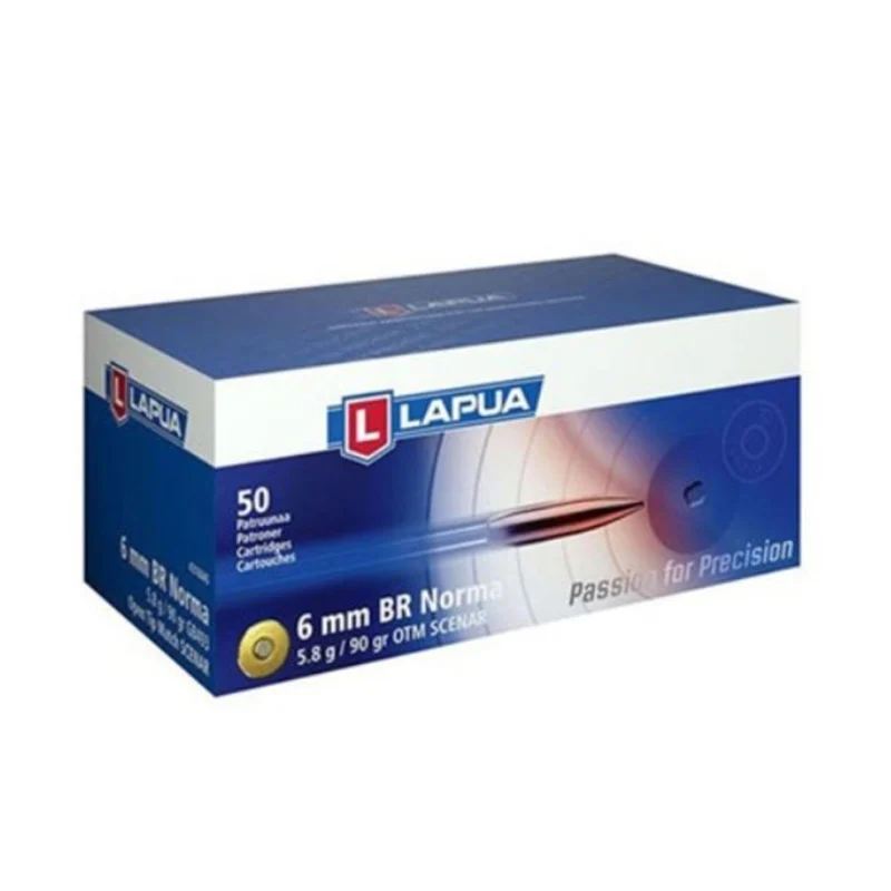 Lapua 6mm BR Norma 90 gr Scenar-L rifle ammunition 50/ct box