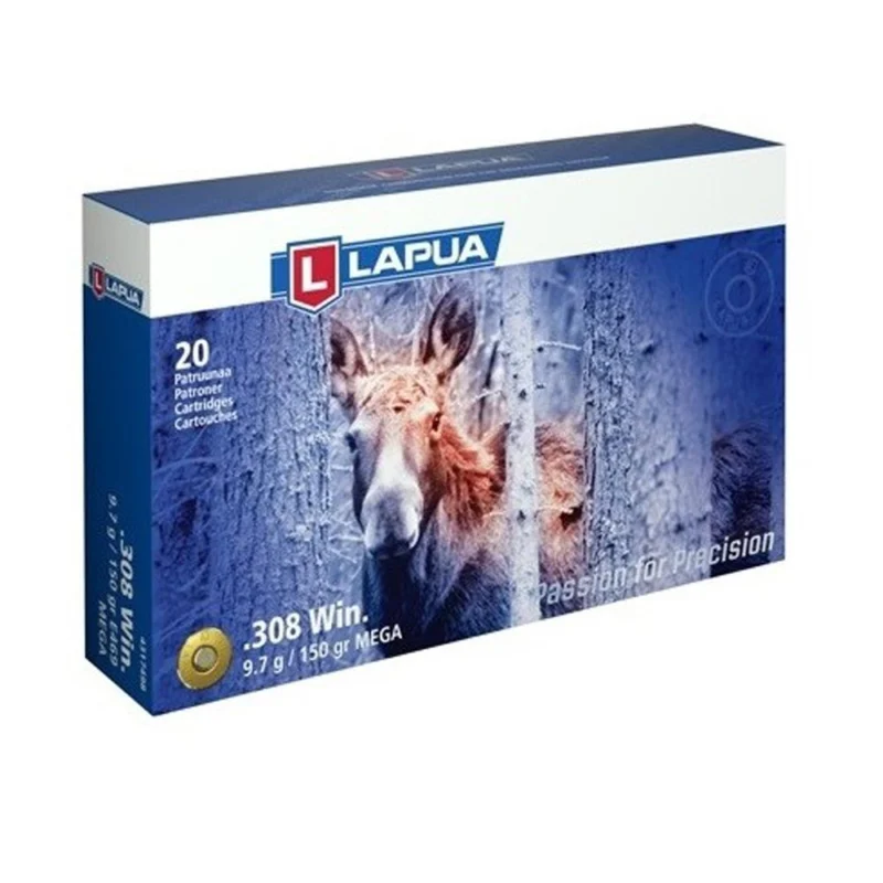 Lapua 308 Winchester 150gr Mega Soft Point rifle ammo - 20 rd box