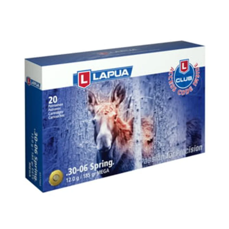 Lapua 30-06 Springfield 185gr Mega Soft Point ammunition, 20-round box