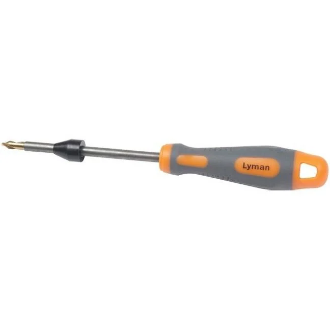 Lyman flash hole uniformer and deburring tool with adjustable stop collar, fits .22 to .45 calibers