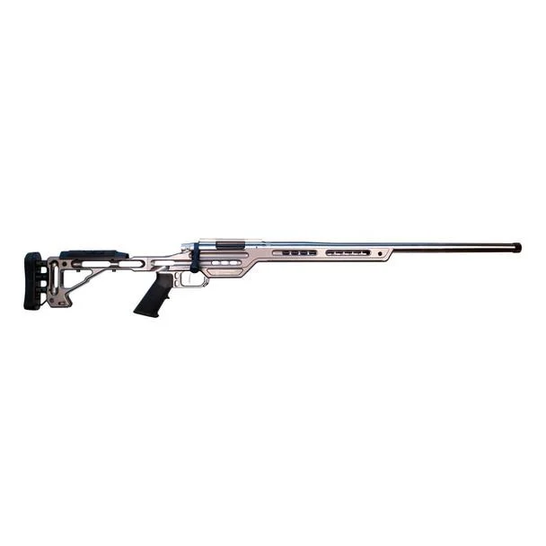 Masterpiece Arms MPA PMR Tungsten 6GT 26 inch polished barrel BA competition chassis rifle side view