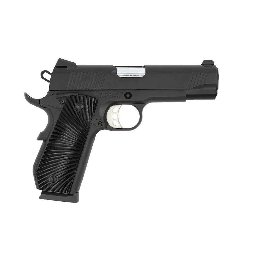 TISAS 1911 Carry .45 ACP 4.25 inch Bobtail Black Cerakote with Black G10 starburst grips