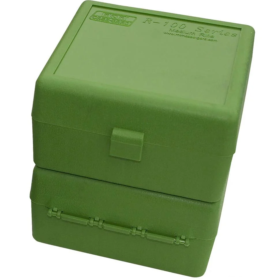MTM RM-100 100-round green flip-top rifle ammunition storage box