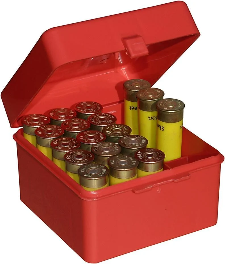 MTM Dual Gauge Shotshell Case Red – holds 25 shotshells with removable 20‑gauge tray