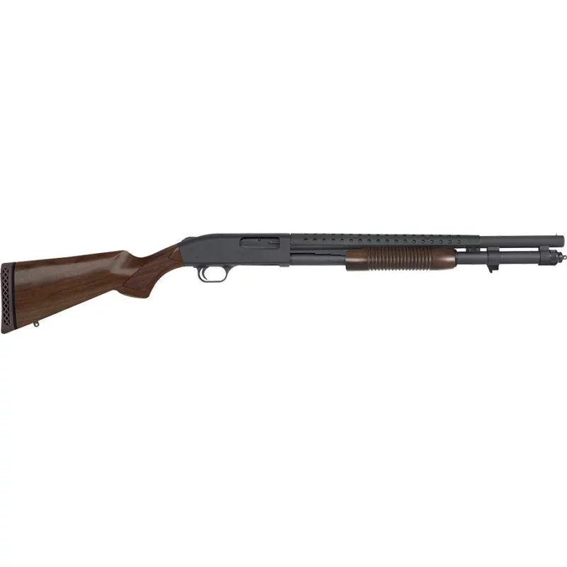 Mossberg 590 Retrograde 12 GA pump shotgun with walnut stock and heat shield