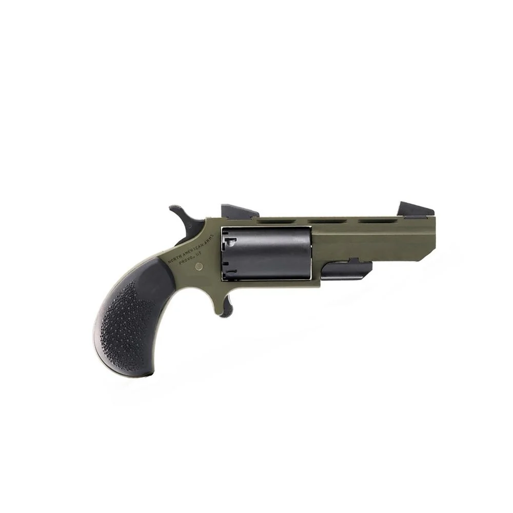 North American Arms Green Huntsman 2-inch mini revolver OD Green with black cobblestone rubber grip