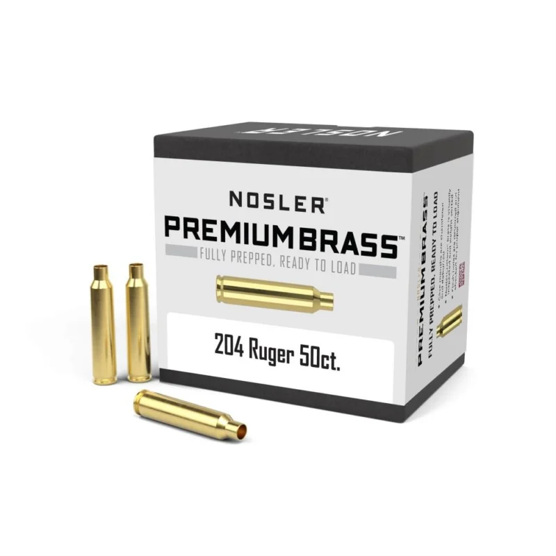 Nosler Premium Brass unprimed .204 Ruger rifle cases 50 per box