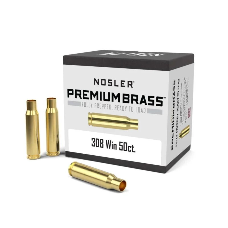 Nosler Premium Unprimed Rifle Brass .308 Win 50-count box