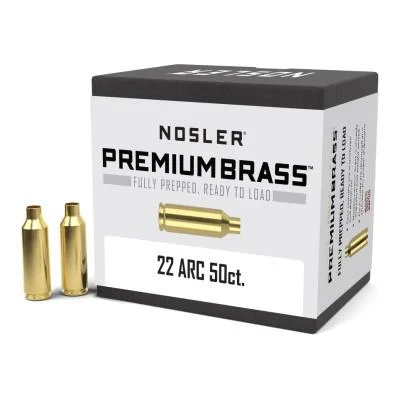Nosler 22 ARC premium unprimed brass 50-count box