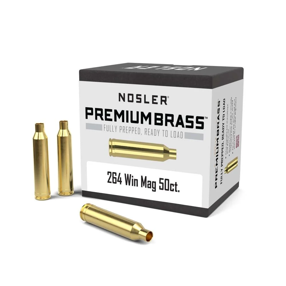 Box of Nosler unprimed brass .264 Win Mag 50 count