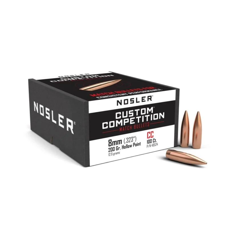 Nosler Custom Competition 8mm .323 200 gr HPBT bullets, 100 count box