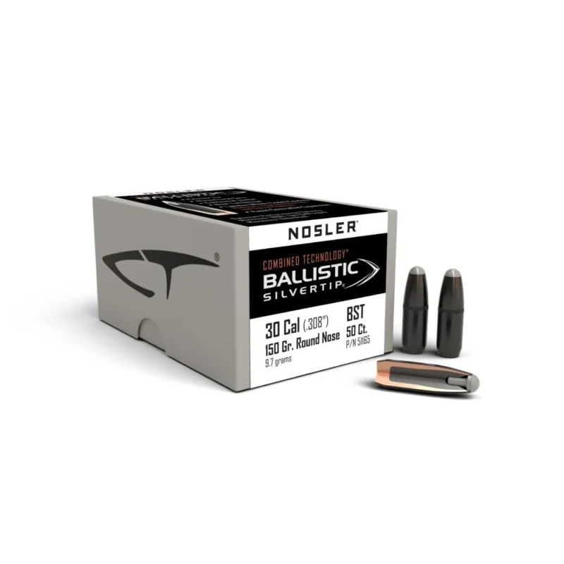 Nosler Ballistic Silvertip .30 Cal 150 gr RN bullets box of 50