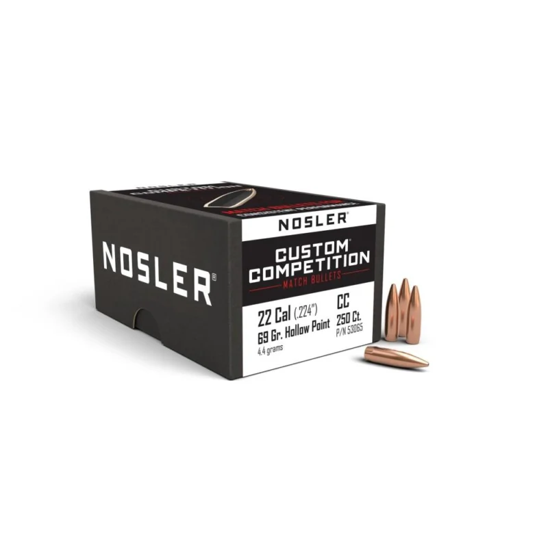 Nosler Custom Competition 69 gr HPBT .22 caliber bullets, 250 count