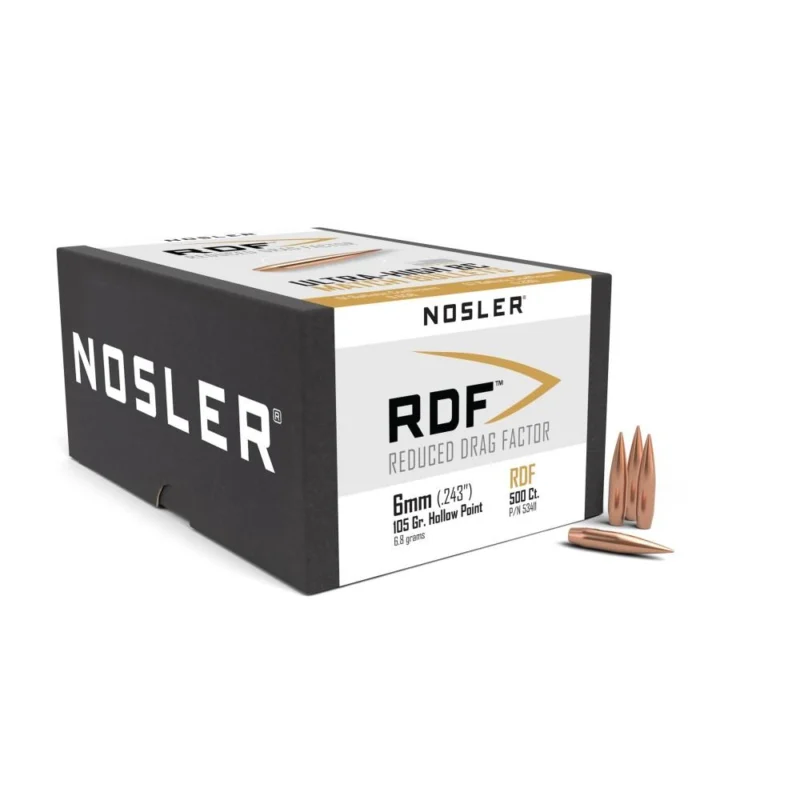 Nosler RDF 6mm 105 gr HPBT match rifle bullets 500 count