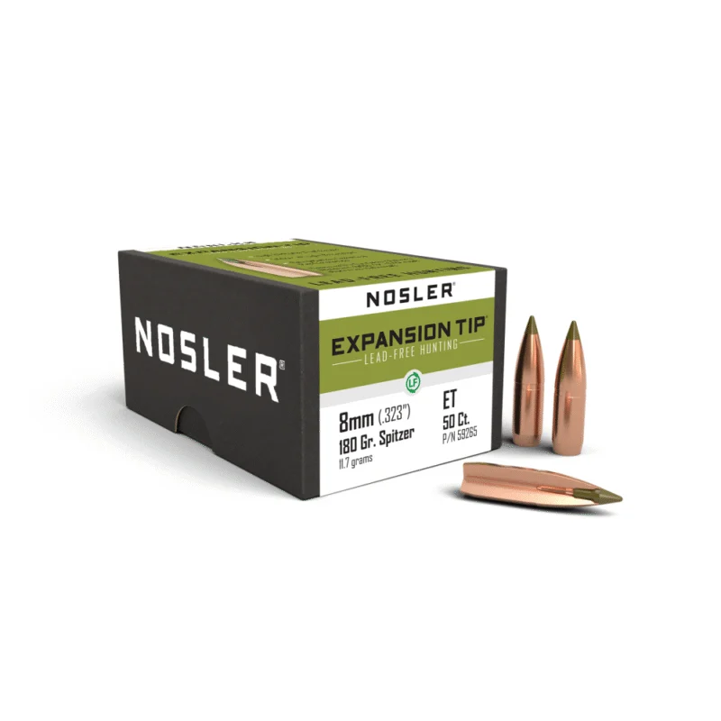 Nosler E-Tip 8mm .323 180gr Spitzer bullets 50 count box