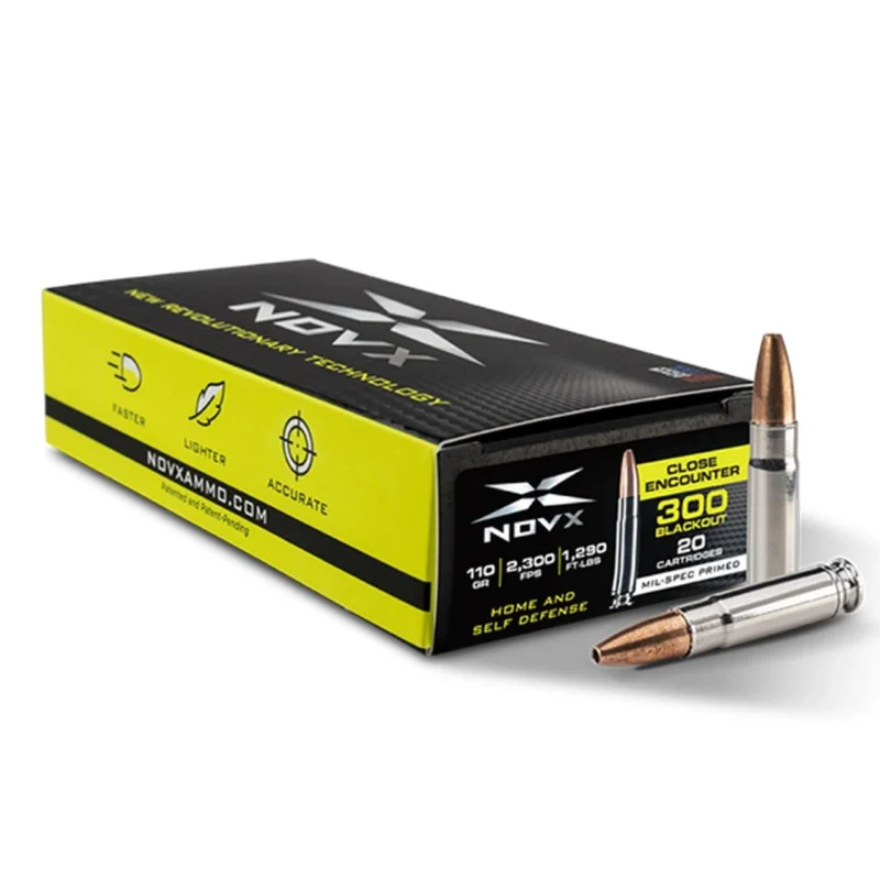 NovX Close Encounter .300 Blackout 110gr lead-free hollow point ammunition, 20-round box