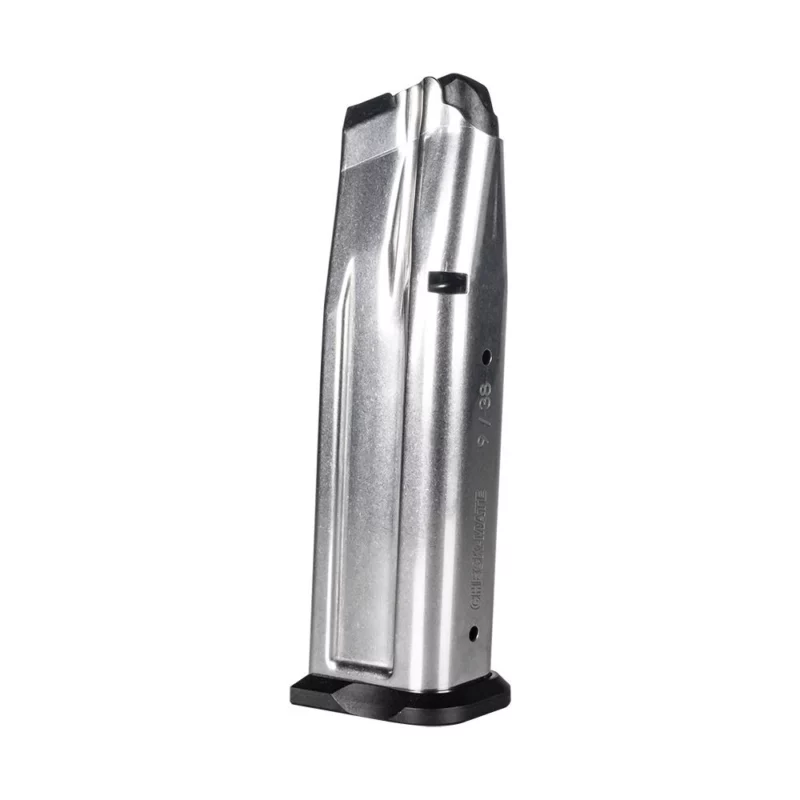 EAA Witness 2311 17rd 9mm pistol magazine, black steel, polymer follower