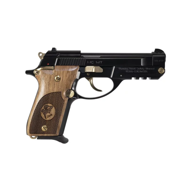 EAA Girsan MC14T Lady .380 ACP pistol black finish gold controls ported tip-up barrel