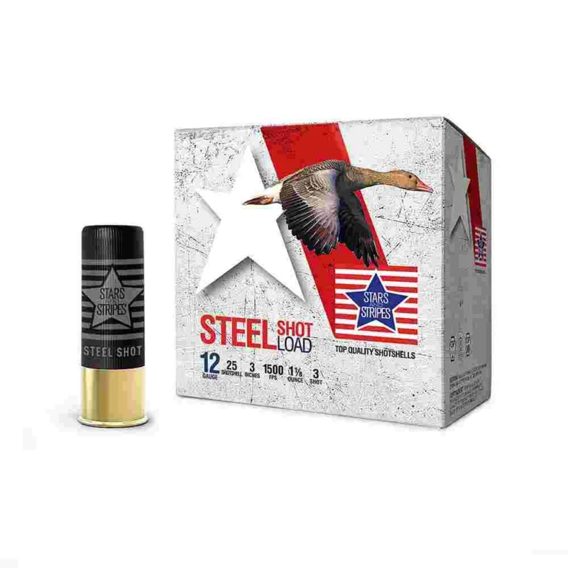 TRZ Trading PPU Stars & Stripes 12ga 3-inch steel shotshell box of 25 rounds