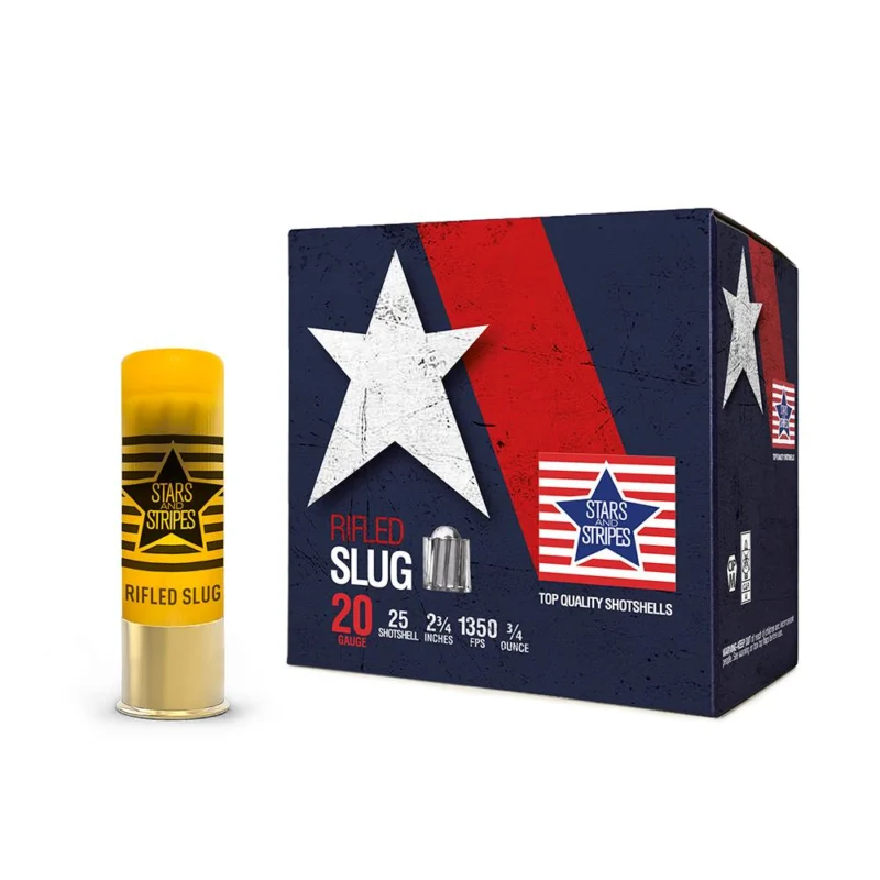 Stars & Stripes 20ga rifled slug shotshell 2-3/4 in 3/4 oz 25 rounds
