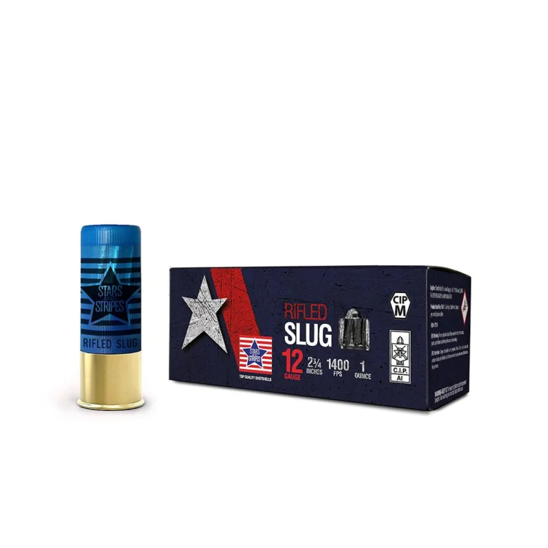 PPU Stars & Stripes 12ga 2-3/4" rifled slug shotshell - 10 rounds per box