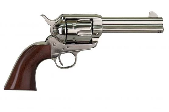 Cimarron Pistolero revolver, 4.75 in barrel, .22 LR, nickel finish, walnut grips