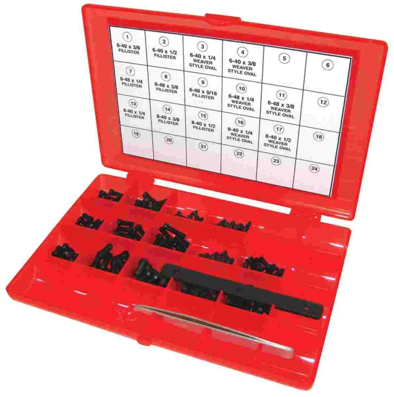 Lyman Master Gunsmith hex head screw kit in plastic case with tweezers and thread-size gauge