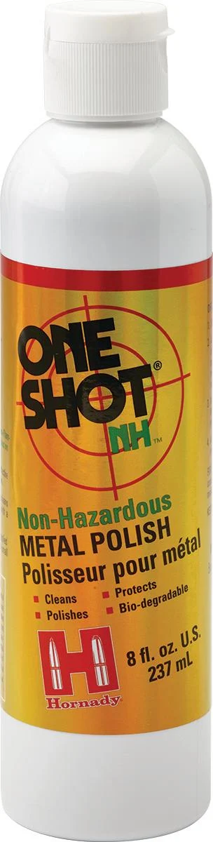 Hornady One Shot Case Polish 8 oz bottle — non-hazardous water-based metal polish