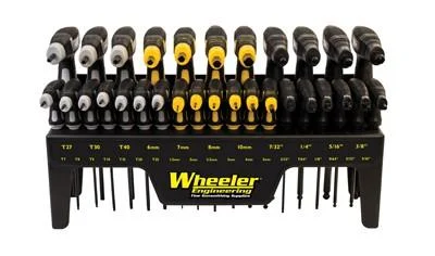 Wheeler Engineering 30-piece P-handle hex and Torx driver set with molded stand
