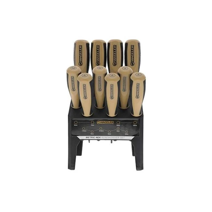 Wheeler 10-piece metric hex benchtop screwdriver set with benchtop stand