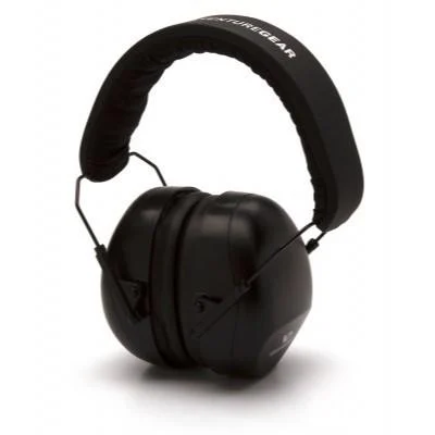 Pyramex VG80 Series ear muffs over-the-head black foam cups fold-away headband