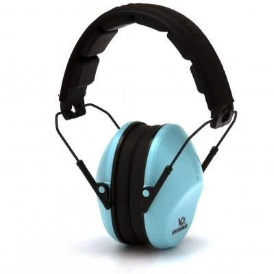 Pyramex VG90 powder blue ear muffs, NRR 24dB, low-profile hearing protection