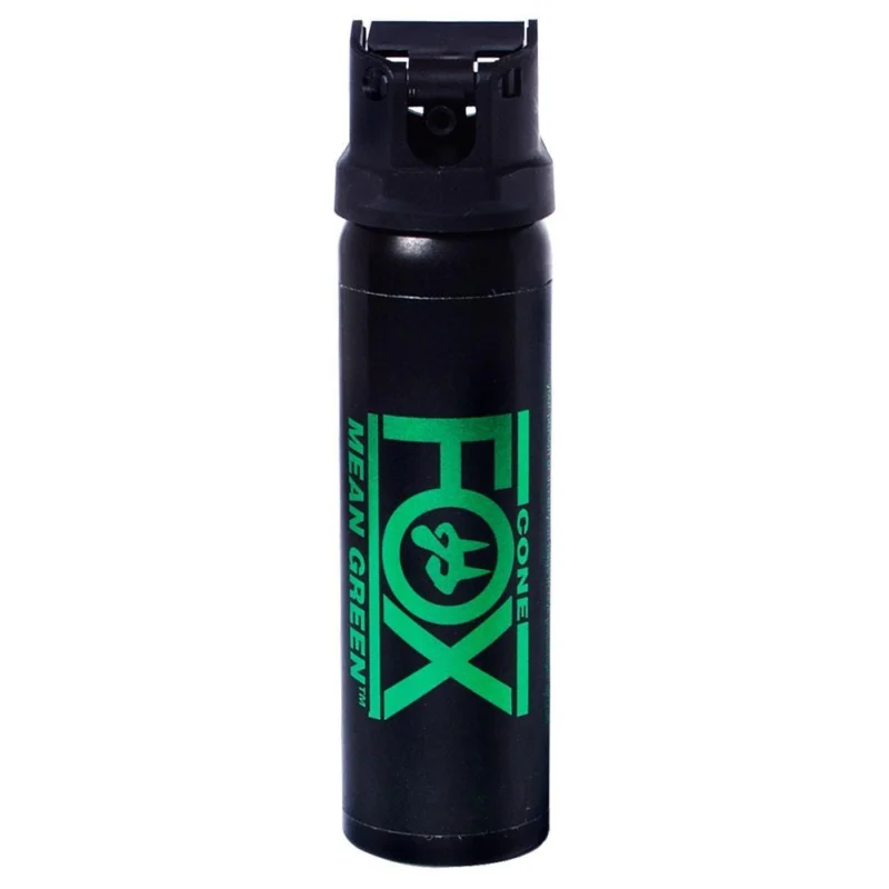 Fox Labs Mean Green 3 oz OC pepper spray can with bright green dye