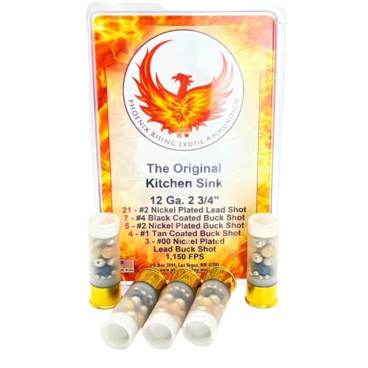 Personal Security Products Phoenix Rising Kitchen Sink 12ga 2-3-4in mixed buckshot shotshell pack