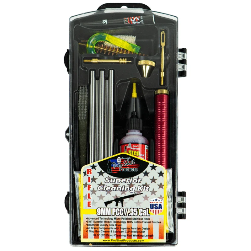 Pro-Shot R9-KIT 9mm/.35 Cal Rifle PCC Cleaning Kit with 32.5 inch rod and accessories